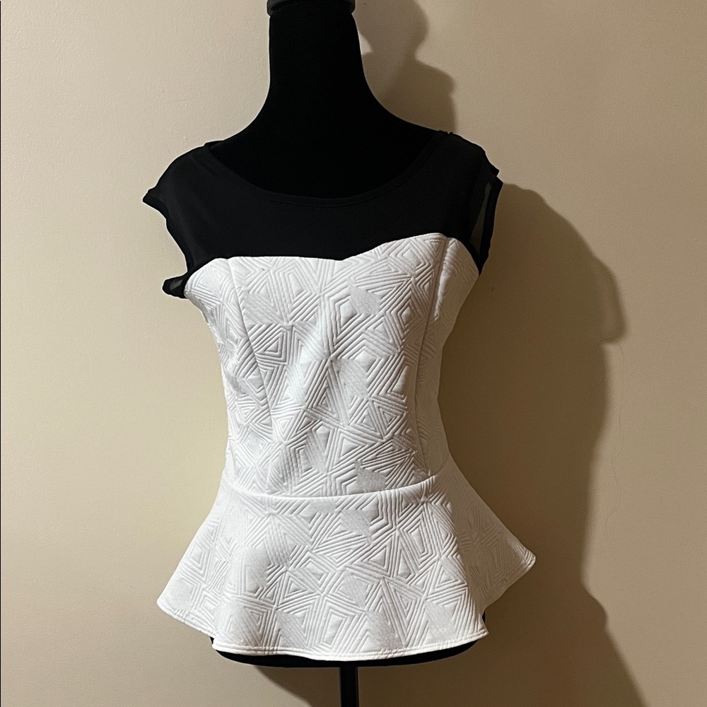 Stylish Black and White Textured Blouse
